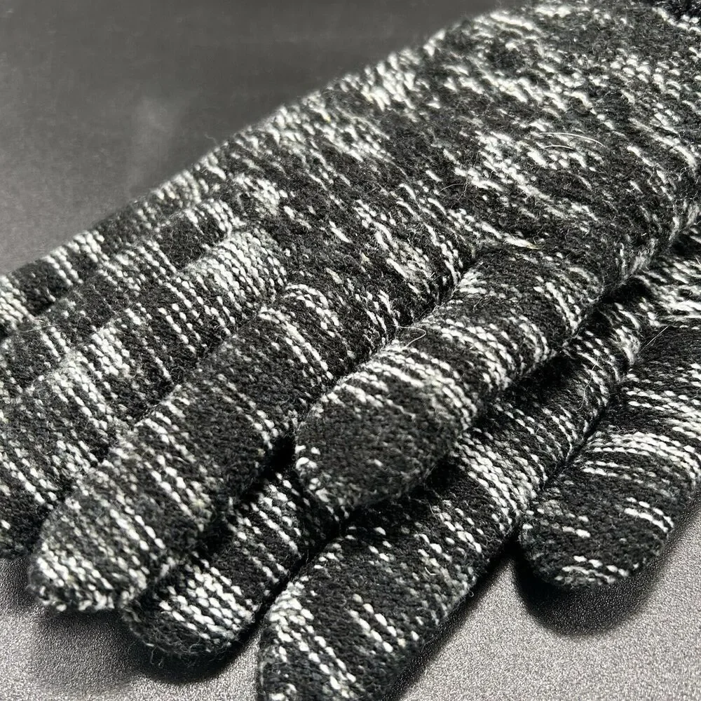 New Sonoma Gloves Women's One Size Black White Marled Diamond Knit Cozey
